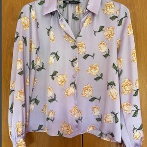 Zara Light Purple Floral Blouse